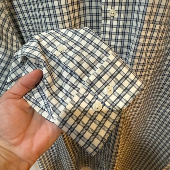 Eddie Bauer Blue Blk White Plaid Button Down Shirt Wrinkle Resistant LNWOT! XL T - Picture 4 of 5